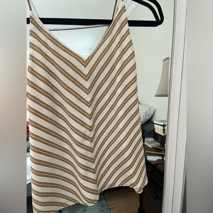 LOFT A-Line Skirt in White and Brown Stripes